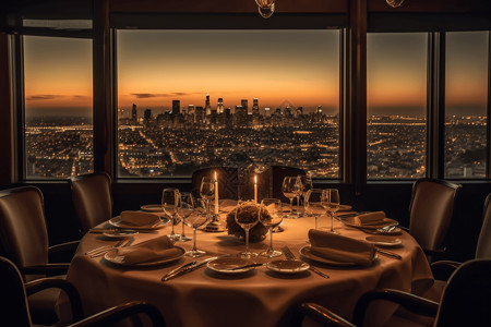 夕阳下的餐厅背景图片