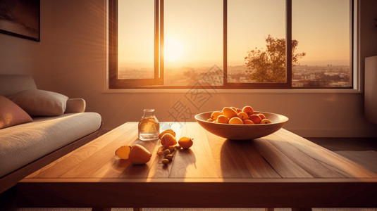 日落时的客厅图片