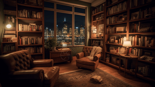 一个舒适的书房设计背景图片