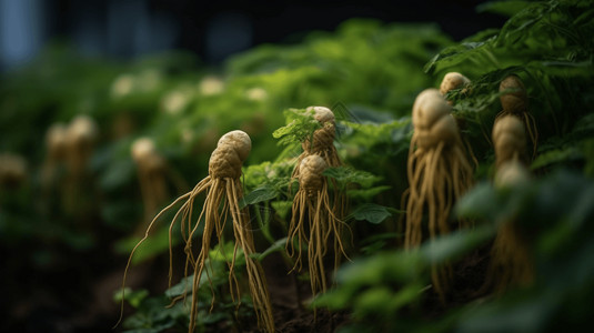 人参种植特写图图片