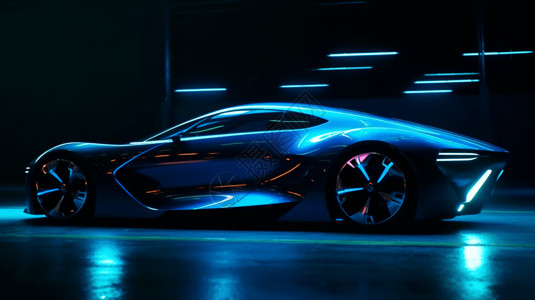 未来派汽车的3D渲染图背景图片