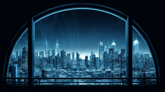 未来派城市景观3D设计图背景图片