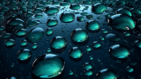 蓝绿色水滴3D创意背景图片