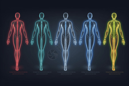 人体经络的平面插图背景图片
