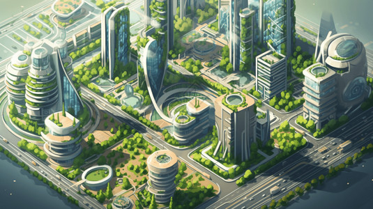 超现代的科技城市设计图背景图片