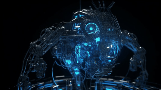 蓝光电路机器人3D设计图图片