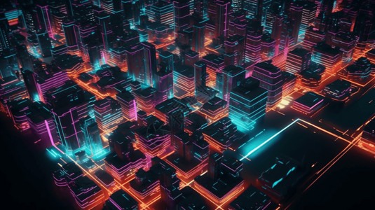 未来技术城市3D渲染图背景图片