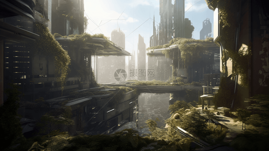未来城市绿洲3D设计图图片