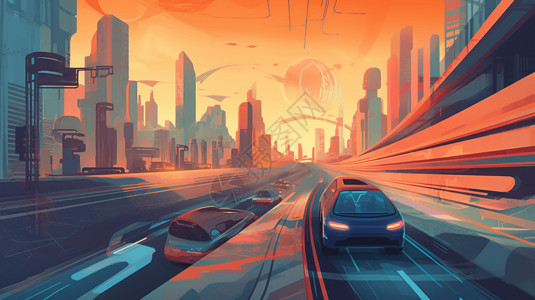 未来交通方式创意插图背景图片
