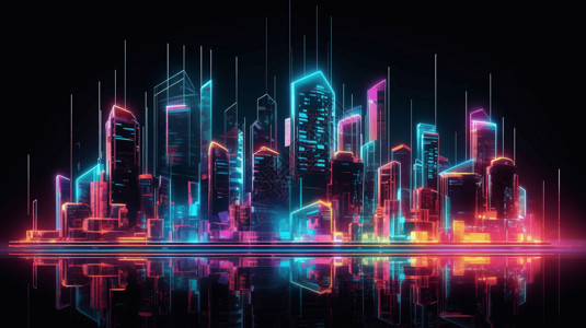 科技化未来城市3D设计图背景图片