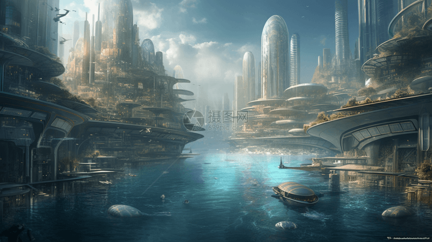 未来海洋大都市图图片