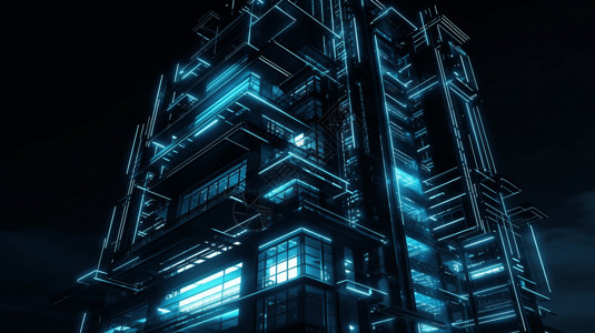 未来主义摩天大楼3D渲染图背景图片