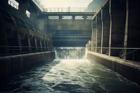 水电站大坝大坝中的抽水蓄能系统设计图片