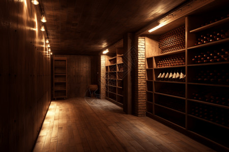 木质走廊地下酒窖3D设计图设计图片