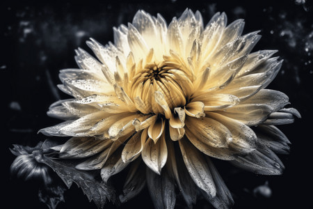 花朵素材黑白黄色花朵的特写背景