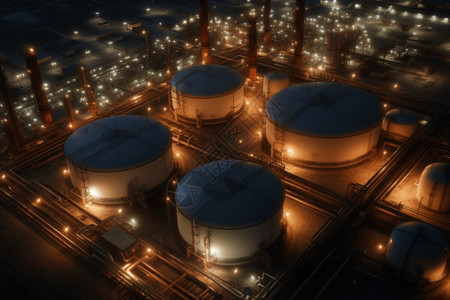 天然气精炼厂3D渲染图图片