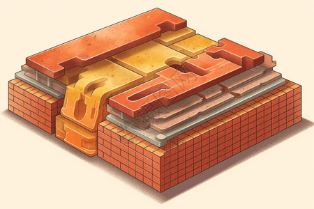 蓄热砖的平面插图图片
