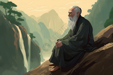平面胡子中国哲学家插图插画