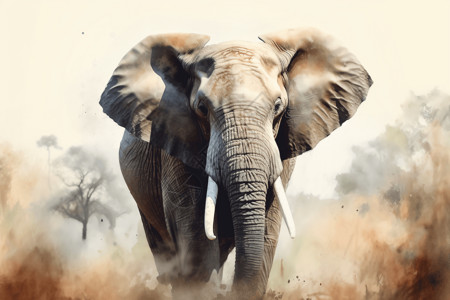 非洲草原大象创意插图背景图片