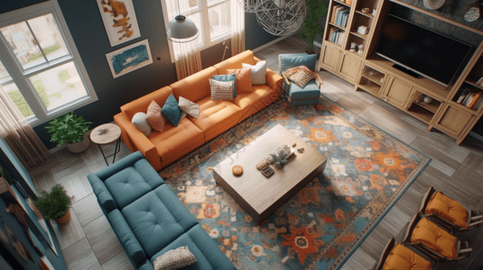 家庭娱乐中心彩色的客厅设计图片