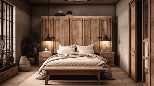 乡村设计木结构的卧室设计设计图片