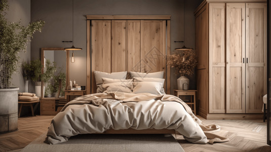 木制床乡村卧室设计设计图片