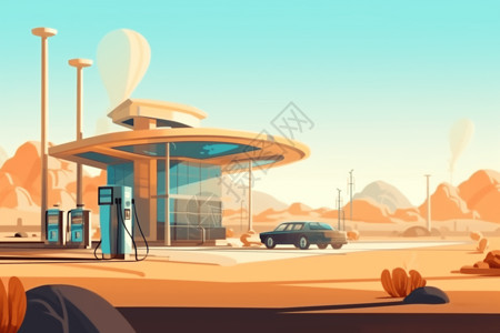 未来世界加油站背景图片