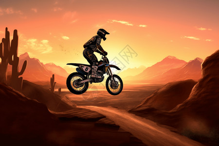 自由式越野摩托车骑手插画