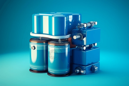 肮脏的污染物蓝色燃料电池堆插画