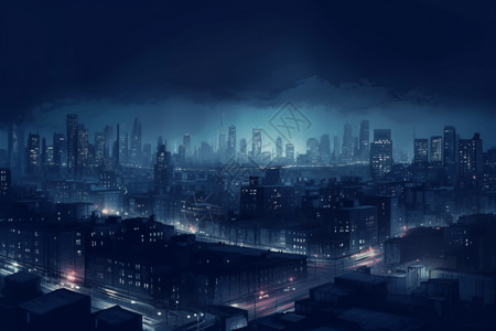 夜晚城市迷幻的光芒背景图片