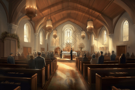 教堂结婚幸福温馨的婚礼教堂设计图片