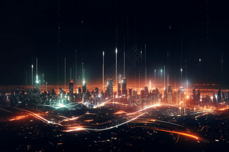 灯绿的未来城市背景图片