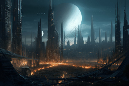 难以想象的科幻城市背景图片