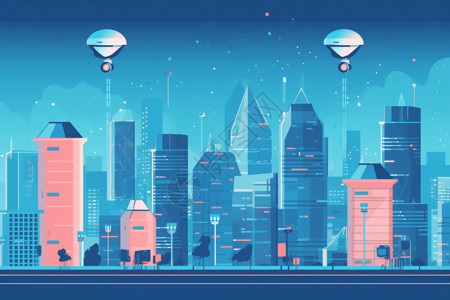 监控技术高技术的智能城市插画