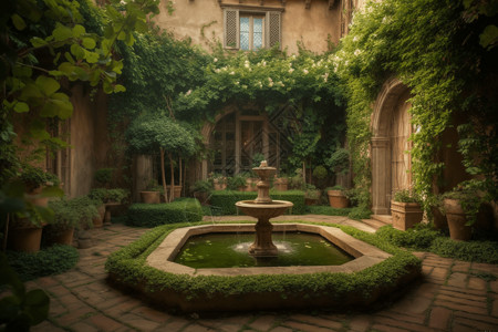 一个迷人舒适的庭院背景图片
