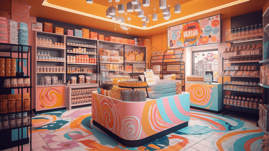 糖果店创意装饰无人商店设计图片