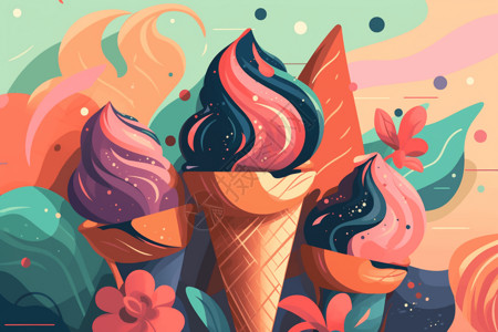夏季甜筒冰淇淋图片