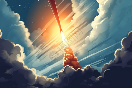 发射在空中的火箭背景图片