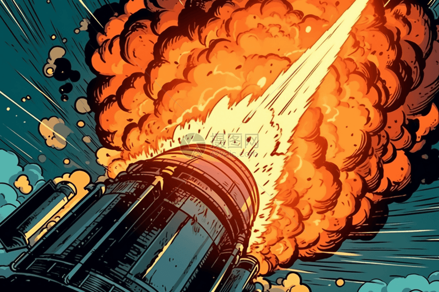 燃烧的火箭发动机插画图片