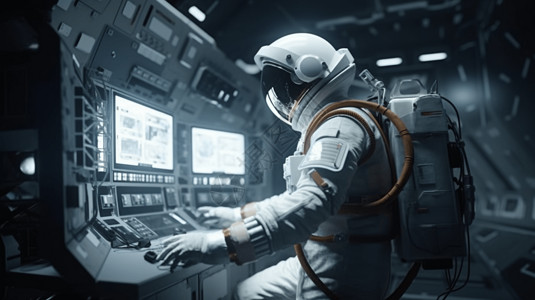 空间站插画宇航员在太空行走设计图片