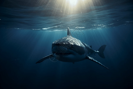 海洋深处的鲨鱼背景图片