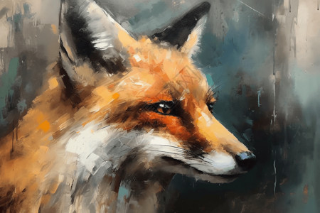 动物特写狐狸的头部特写插画
