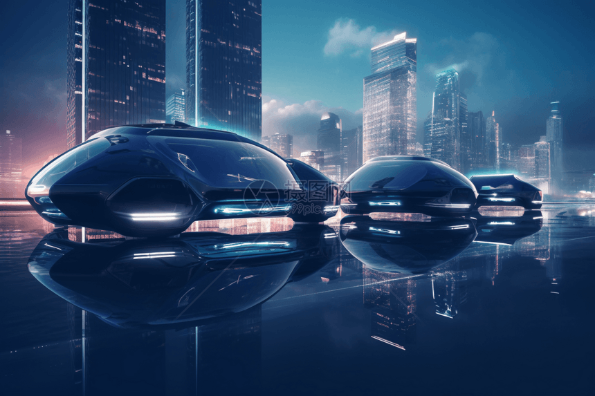 未来派浮动汽车图片
