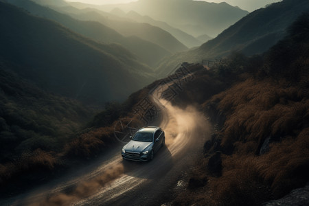 拉土车山区道路上汽车设计图片