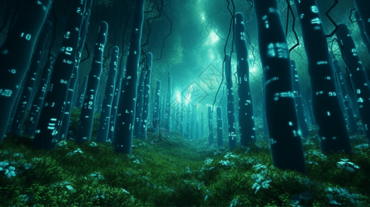 夜晚的小树林自然界中的二元仙境设计图片