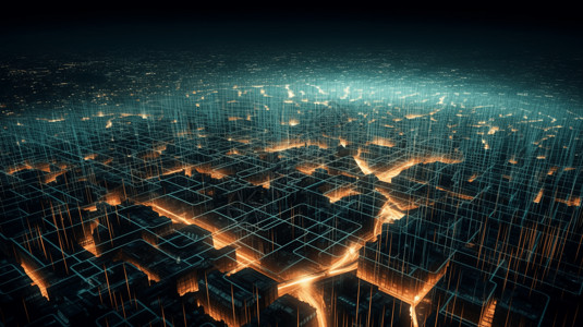 抽象二进制代码集群的城市图片