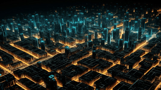 二进制代码集群的抽象城市设计图片