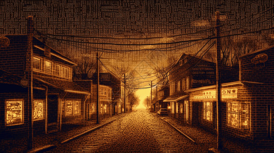 二进制代码的小镇背景图片