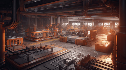 工业工厂机器人的生产线背景图片