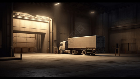 工厂仓库的装载卡车图片